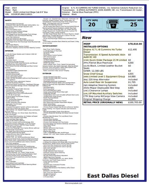 2022 Ram 3500 Limited Mega Cab 4x4 6'4" Box | Dallas, TX | East Dallas Diesel 2022 Ram 3500 Limited Mega Cab 4x4 6'4" Box | Dallas, TX | East Dallas Diesel