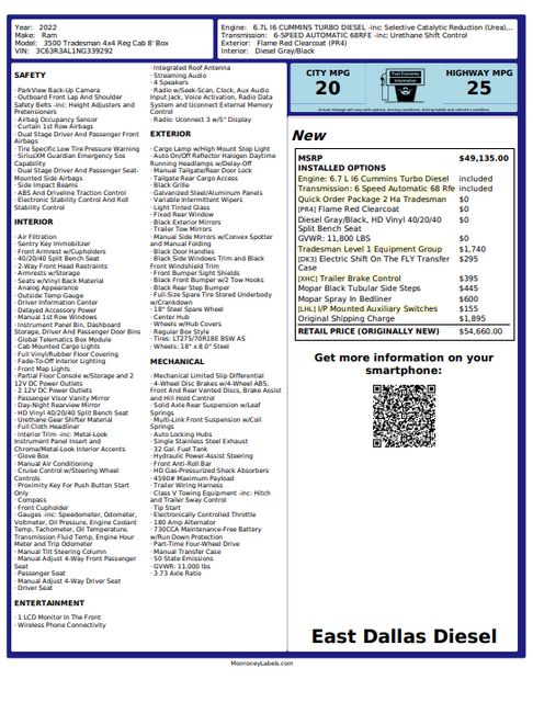 2022 Ram 3500 Tradesman Regular Cab 4x4 8' Box | Dallas, TX | East Dallas Diesel