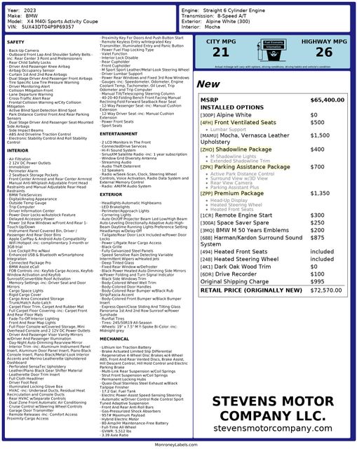 2023 BMW X4 M40i OneOwner PerfectCarfax PremiumPkg ParkAsst | Dallas, TX | Stevens Motor Company LLC 2023 BMW X4 M40i OneOwner PerfectCarfax PremiumPkg ParkAsst | Dallas, TX | Stevens Motor Company LLC