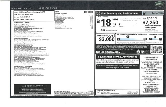 2023 Land Rover Range Rover P530 Autobiography LWB Shadow Exterior Pkg REAR TV | Dallas, TX | East Dallas Diesel