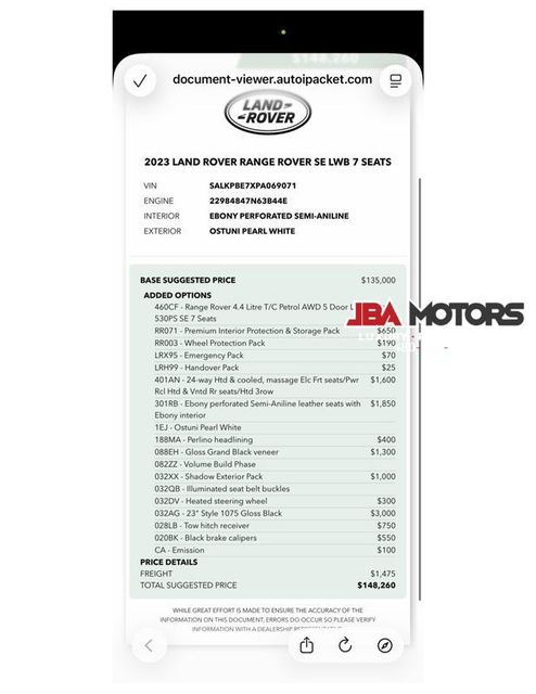 2023 Land Rover Range Rover P530 SE LWB V8 7 Passenger Long Wheel Base STRUT | MESA, AZ | JBA MOTORS 2023 Land Rover Range Rover P530 SE LWB V8 7 Passenger Long Wheel Base STRUT | MESA, AZ | JBA MOTORS