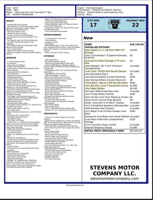2023 Ram 1500 LoneStar CrewCab HEMI 4WD FUELWhls ToyoTires BAJA | Dallas, TX | Stevens Motor Company LLC 2023 Ram 1500 LoneStar CrewCab HEMI 4WD FUELWhls ToyoTires BAJA | Dallas, TX | Stevens Motor Company LLC