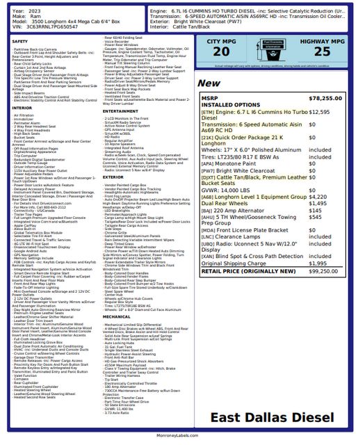 2023 Ram 3500 Limited Longhorn Mega Cab 6.7L HO CUMMINS Aisin | Dallas, TX | East Dallas Diesel 2023 Ram 3500 Limited Longhorn Mega Cab 6.7L HO CUMMINS Aisin | Dallas, TX | East Dallas Diesel