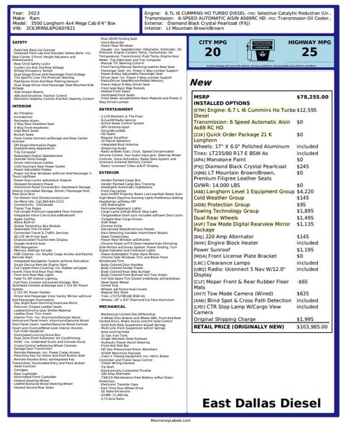 2023 Ram 3500 Limited Longhorn Mega Cab 4x4 6'4" Box | Dallas, TX | East Dallas Diesel 2023 Ram 3500 Limited Longhorn Mega Cab 4x4 6'4" Box | Dallas, TX | East Dallas Diesel