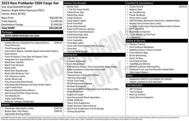 2023 Ram ProMaster 2500 159 WB
