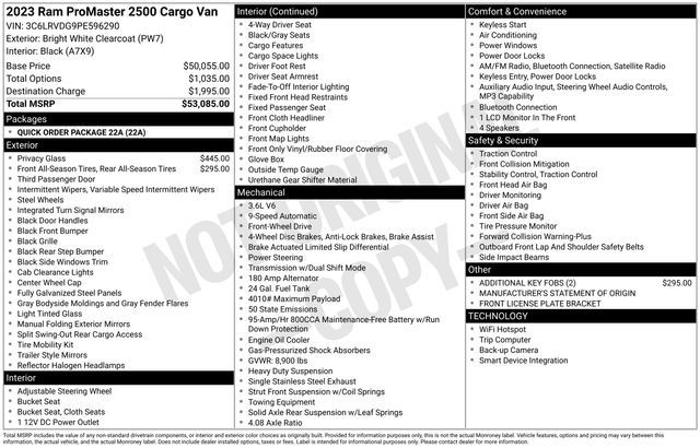 2023 Ram ProMaster 2500 159 WB