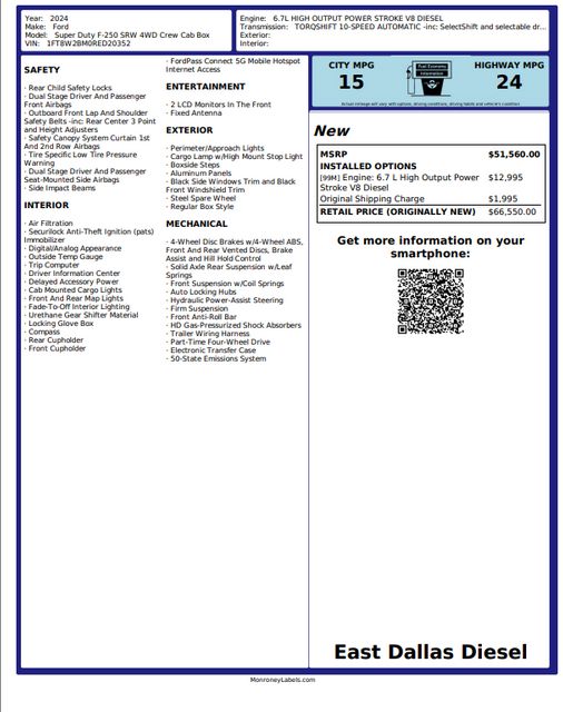 2024 Ford F-250 Super Duty HARLEY DAVIDSON EDITION 1 of 250 BDS LIFT 37" BFG | Dallas, TX | East Dallas Diesel
