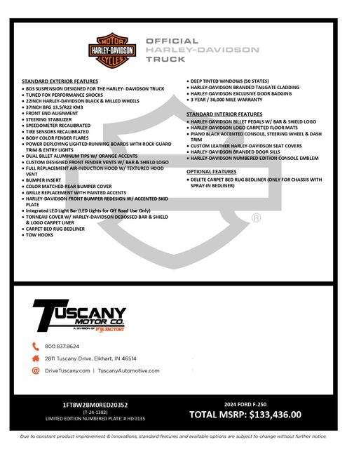 2024 Ford F-250 Super Duty HARLEY DAVIDSON EDITION 1 of 250 BDS LIFT 37" BFG | Dallas, TX | East Dallas Diesel