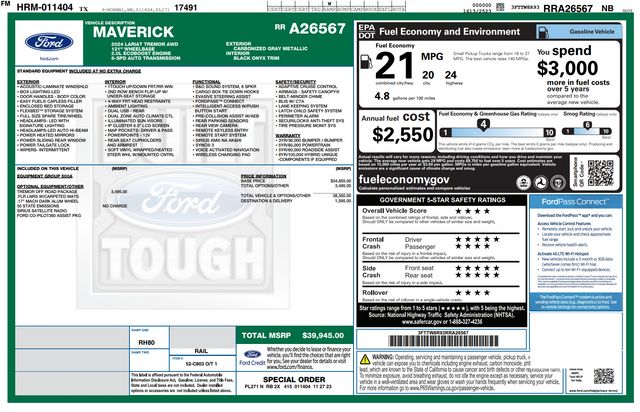 2024 Ford Maverick Lariat TREMOR 2024 Ford Maverick Lariat TREMOR