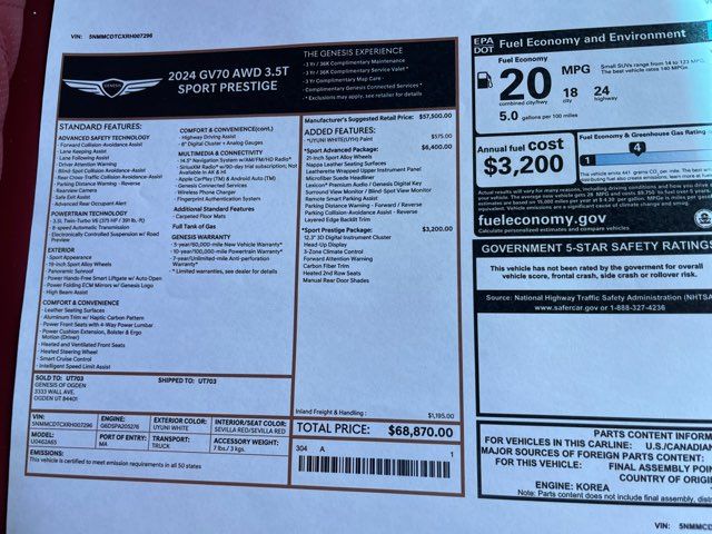 2024 Genesis GV70 3.5T Sport Prestige AWD | Layton, Utah | Premier Motorsports LLC
