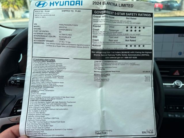 2024 Hyundai ELANTRA Limited | Plant City, FL | psv5 DEMO - Bayshore Automotive 2024 Hyundai ELANTRA Limited | Plant City, FL | psv5 DEMO - Bayshore Automotive