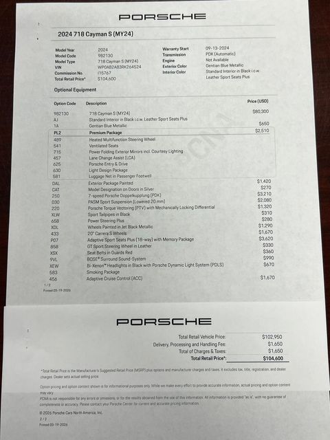 2024 Porsche 718 Cayman S | Longwood, FL | Millenia Motors 2024 Porsche 718 Cayman S | Longwood, FL | Millenia Motors