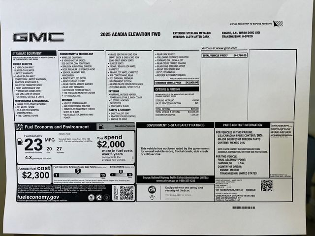 2025 GMC Acadia Elevation 2025 GMC Acadia Elevation