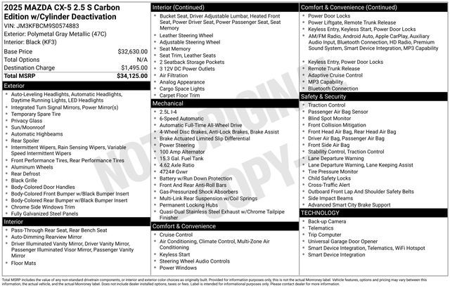 2025 Mazda CX-5 2.5 S Carbon Edition