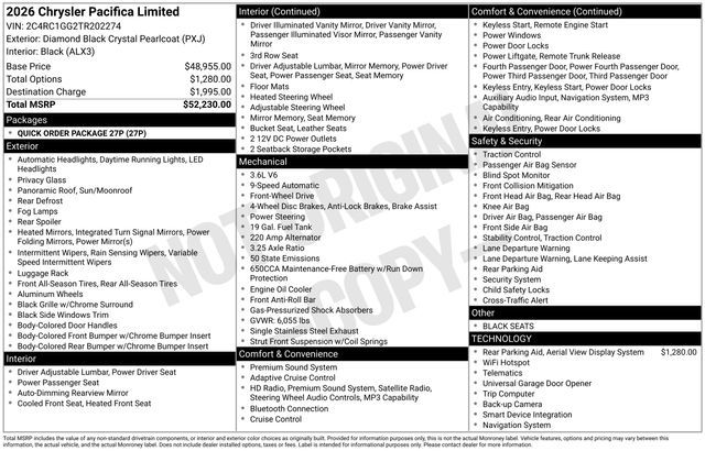 2026 Chrysler Pacifica Limited