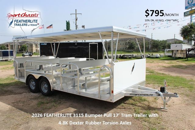 2026 Featherlite 3115 TRAM 28 Passenger 7 Aluminum Benches with Roof | CONROE, TX | SportChassis/ Featherlite Trailers of Texas