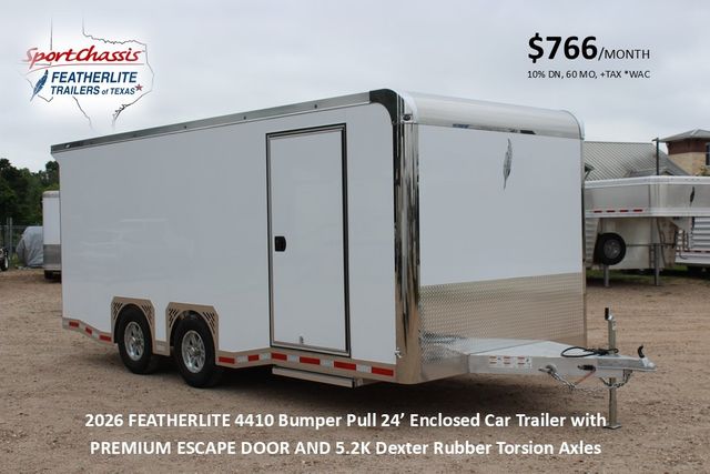 2026 Featherlite 4410 Enclosed Car Trailer 20' Enclosed Car Hauler Prem Escape Door Cabinets | CONROE, TX | SportChassis/ Featherlite Trailers of Texas