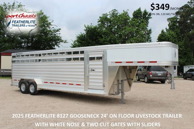 2026 Featherlite 8127 - 24' GN Livestock Trailer All-Aluminum 24' GN Livestock with 2 Cut Gates | CONROE, TX | SportChassis/ Featherlite Trailers of Texas