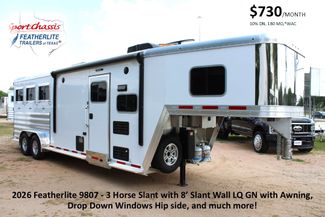 2026 Featherlite 9807 - 3 Horse Slant with 8' LQ 3H Slant GN LQ with Ramp Lining & Insulated Horse | CONROE, TX | SportChassis/ Featherlite Trailers of Texas