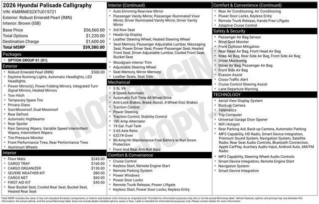 2026 Hyundai PALISADE Calligraphy