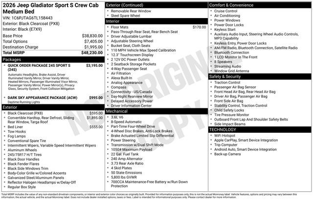 2026 Jeep Gladiator Sport S