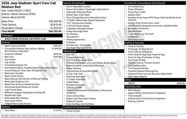 2026 Jeep Gladiator Sport