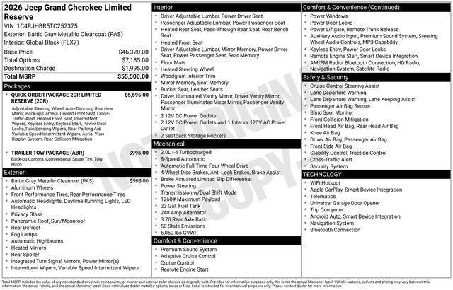 2026 Jeep Grand Cherokee Limited Reserve