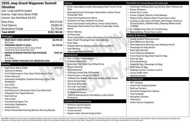 2026 Jeep Grand Wagoneer Summit Obsidian