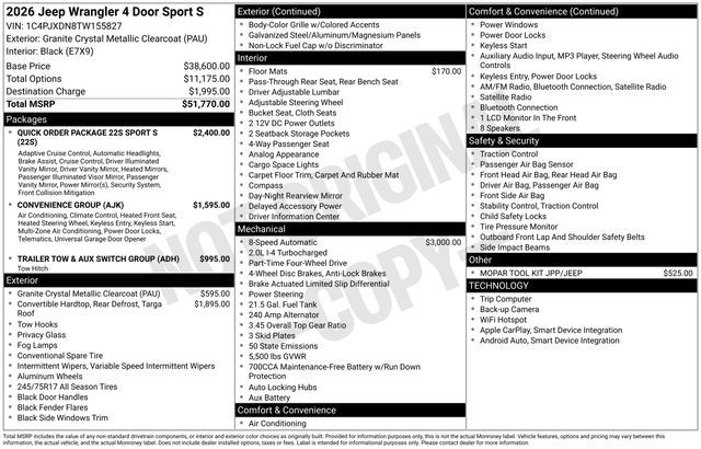2026 Jeep Wrangler Sport S