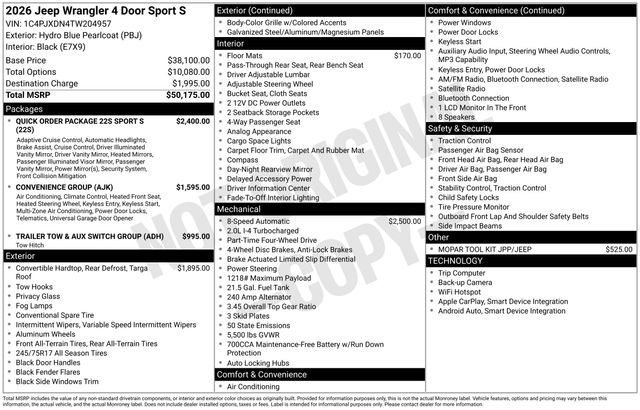 2026 Jeep Wrangler Sport S