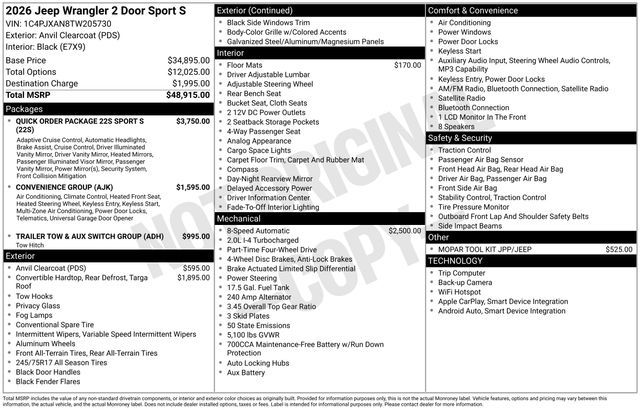 2026 Jeep Wrangler Sport S