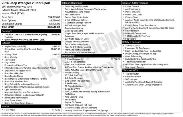 2026 Jeep Wrangler Sport