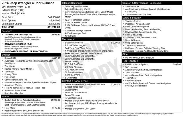 2026 Jeep Wrangler Rubicon