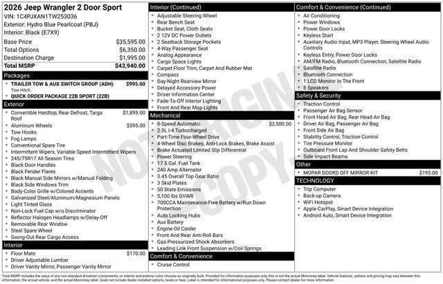 2026 Jeep Wrangler Sport