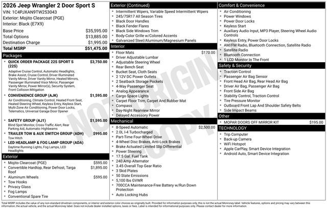 2026 Jeep Wrangler Sport S