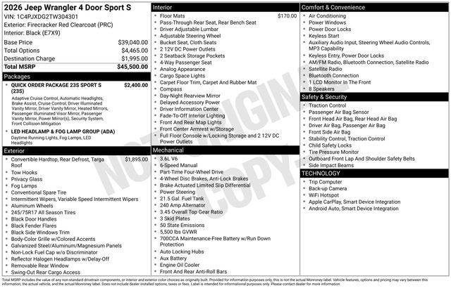 2026 Jeep Wrangler Sport S