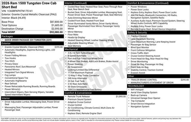 2026 Ram 1500 Tungsten