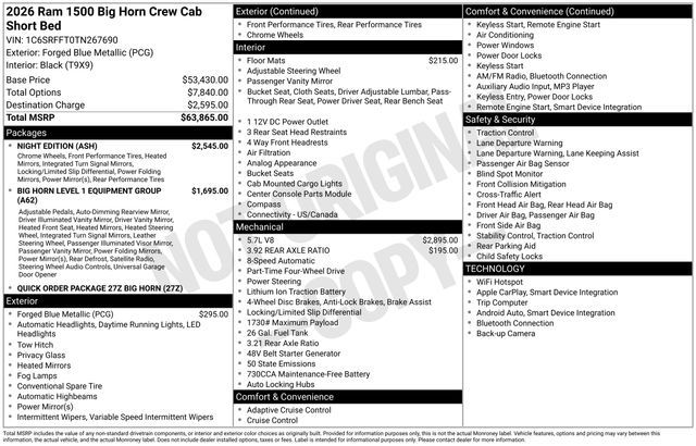 2026 Ram 1500 Big Horn/Lone Star
