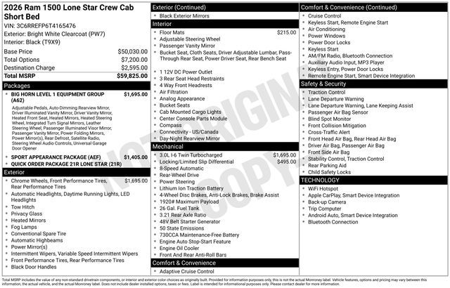 2026 Ram 1500 Big Horn/Lone Star
