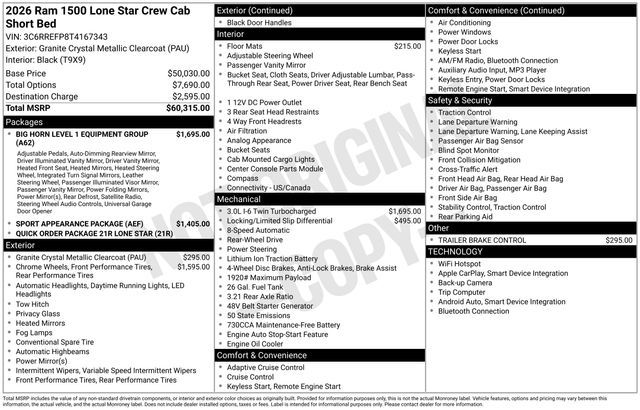 2026 Ram 1500 Big Horn/Lone Star