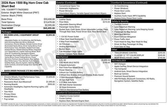 2026 Ram 1500 Big Horn/Lone Star