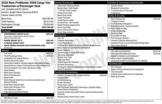 2026 Ram ProMaster High Roof